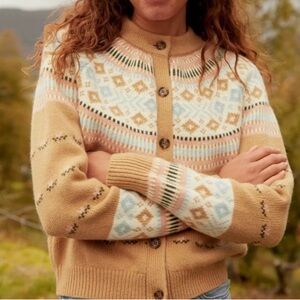 Hill House Tan and Blue Patterned Cardigan
